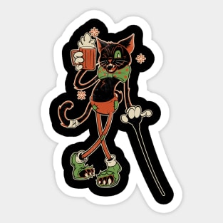 Drunk Halloween Cat Sticker